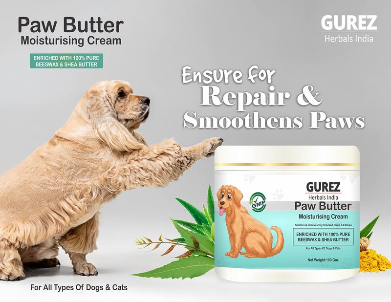 GUREZ Paw Butter Moisturising Cream for Pets Like Dogs and Cats for Cracked, Dry and Chapped Paws and Elbows Enriched with Pure Beeswax and Shea Butter (100Gm_Pack of 1) - Image 5
