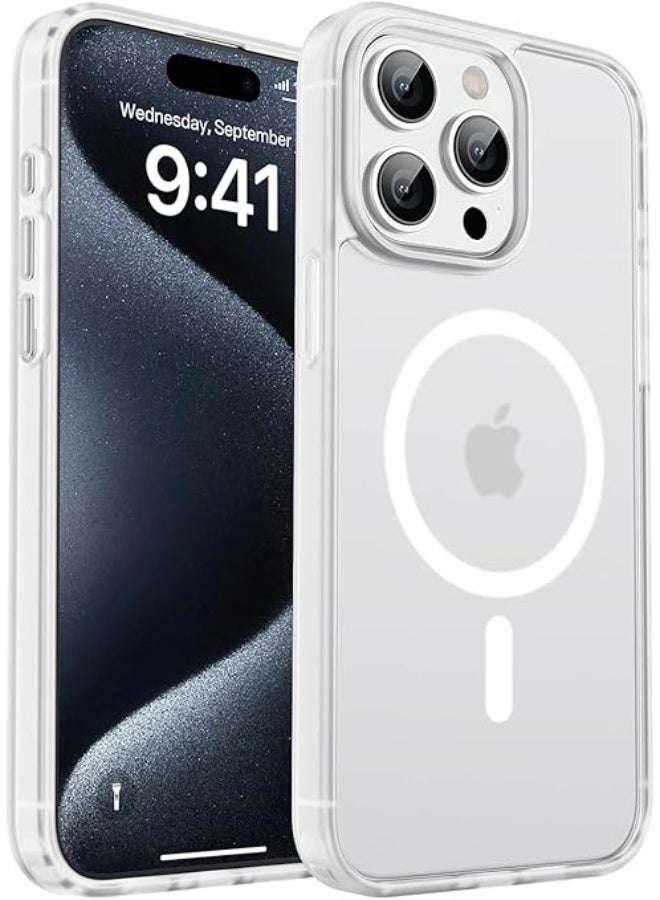 جراب لهاتف iPhone 14 Pro، [متوافق مع MagSafe] [حماية من السقوط بدرجة عسكرية 10 أقدام] جراب هاتف نحيف شفاف غير لامع مقاوم للصدمات ومضاد للخدش (أبيض) - Image 1