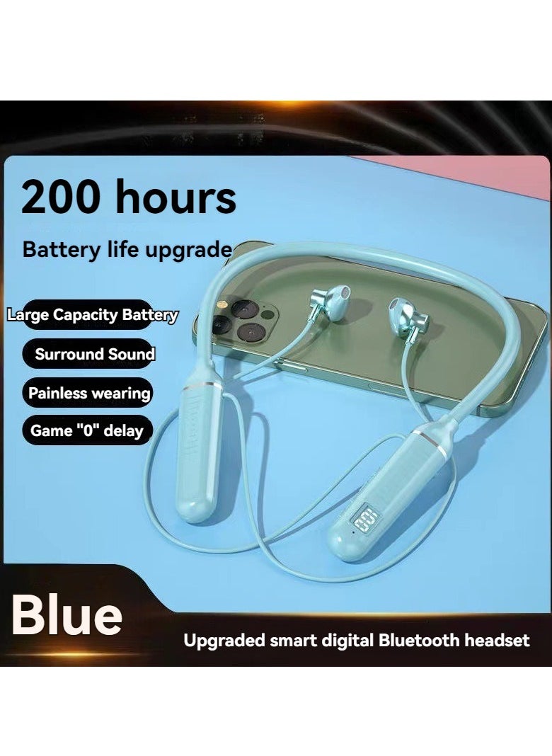 Generic - Hanging neck Bluetooth headset wireless sports digital display high-end in-ear ultra-long endurance running headset blue - Image 1