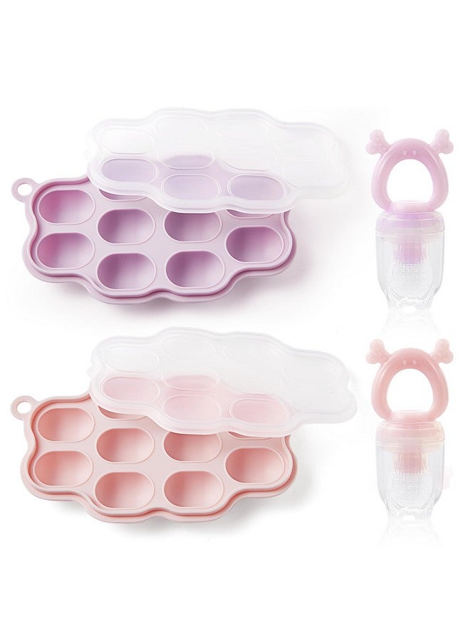 KingKam Baby Breastmilk Popsicle Molds & Baby Food Feeder (2 Pack) Kingkam Silicone Nibble Freezer Tray Storage Containers Silicone Pacifier Feeder And Teether… - Image 1