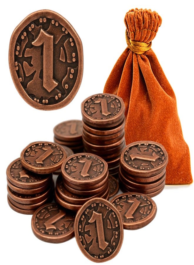 v2croft 30 PCS Metal Coins for Board Games, Antique Copper Tokens with Face Value for DND, Tabletop RPG, Pirate Party & Game Night - Image 1
