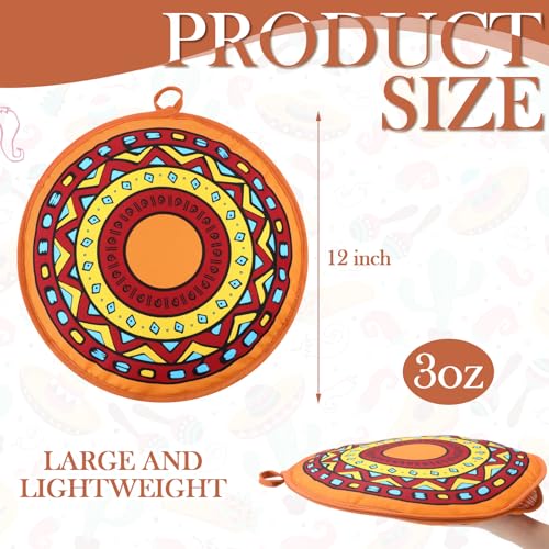 Honeydak 2 Pcs 12 Inch Tortilla Warmer Pouch Microwavable Insulated Cloth Pouch Mexican Aztec Sun Pattern Tortillero Fabric Tortilla Keeper Taco Holder for Tortillas Tacos Naan Pizza Rolls - Image 3