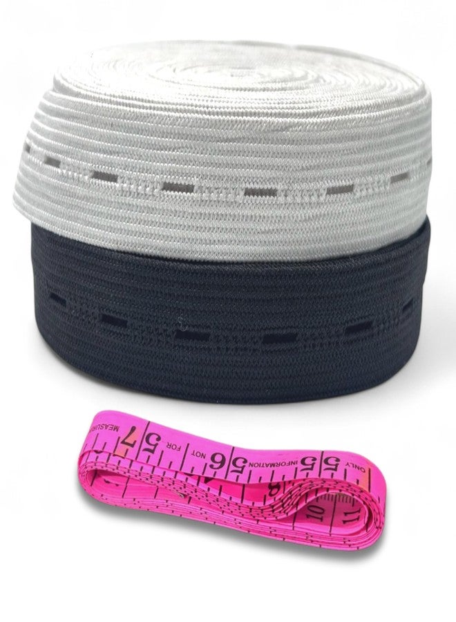 Zenith Imported Sewing Button Hole Knit Elastic Band Roll - White and Black, Pack of 2 (5m x 2cm) Suitable for Versatile Sewing Projects | Easy to Use | Soft and Flexible - Image 1