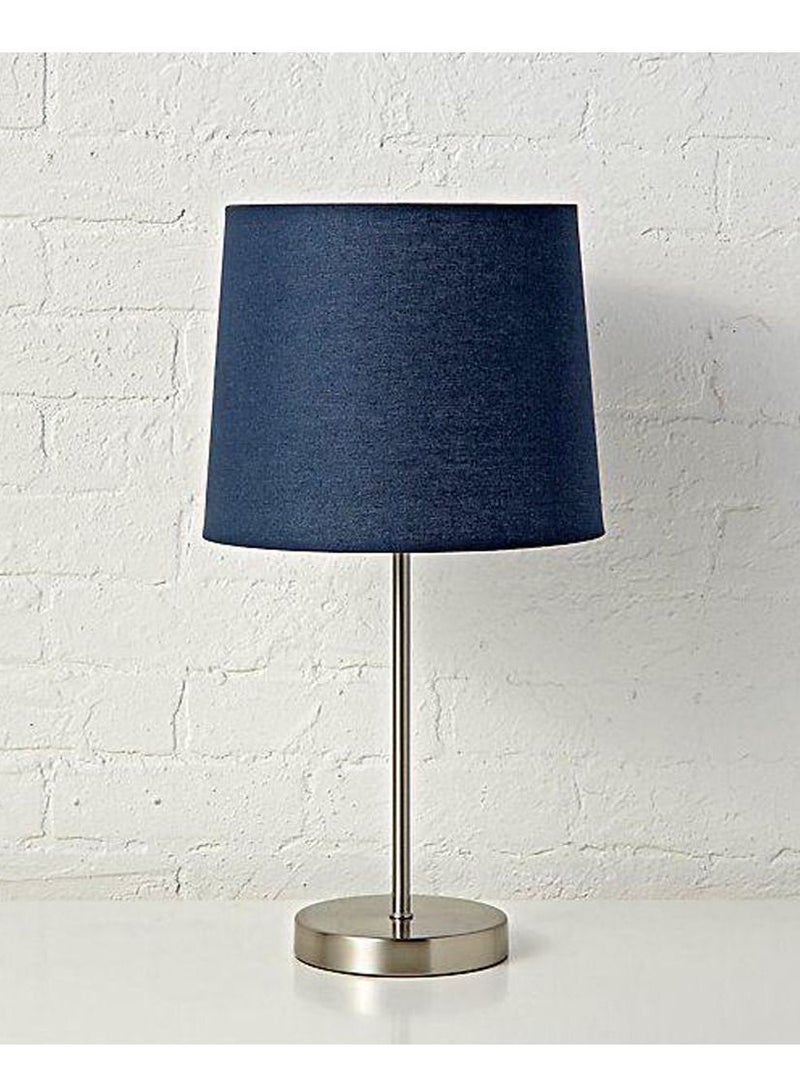 Y-LIGHTS Ylights Modern Table Lamp with Blue Fabric Shade & Silver Metal Base , Elegant Bedside Desk Lamp - Image 1