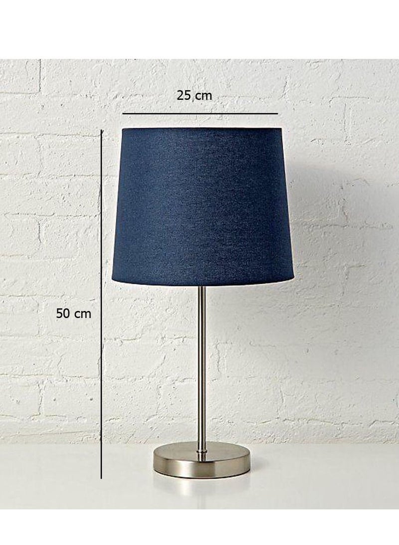Y-LIGHTS Ylights Modern Table Lamp with Blue Fabric Shade & Silver Metal Base , Elegant Bedside Desk Lamp - Image 2