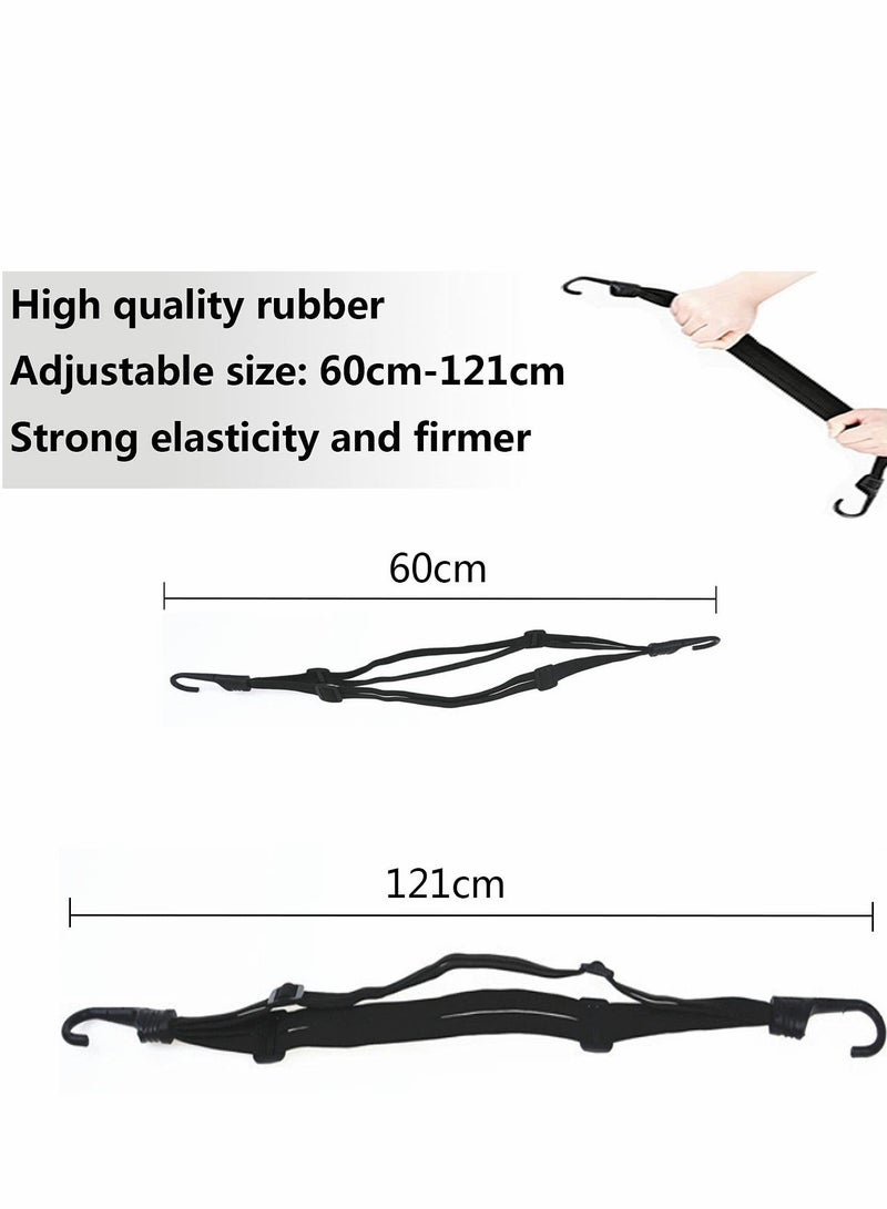 MUNTAQI Motorcycles Mesh Helmet Rope, Black Helmet Rope Motorcycle Strength Retractable Helmet Luggage Elastic Rope Strap with 2 Hooks, 60cm/2Pcs - Image 2