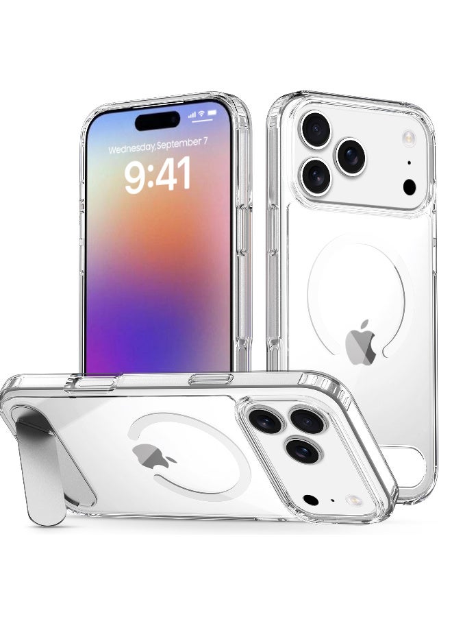 TIKNIA Magnetic for iPhone 17 Pro Max Case, with [3 Stand Ways] [Military Grade Drop Protection] with Invisible Stand Shockproof Slim Case for iPhone 17 Pro Max 6.9", Clear - Image 2