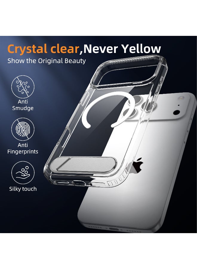 TIKNIA Magnetic for iPhone 17 Pro Max Case, with [3 Stand Ways] [Military Grade Drop Protection] with Invisible Stand Shockproof Slim Case for iPhone 17 Pro Max 6.9", Clear - Image 4