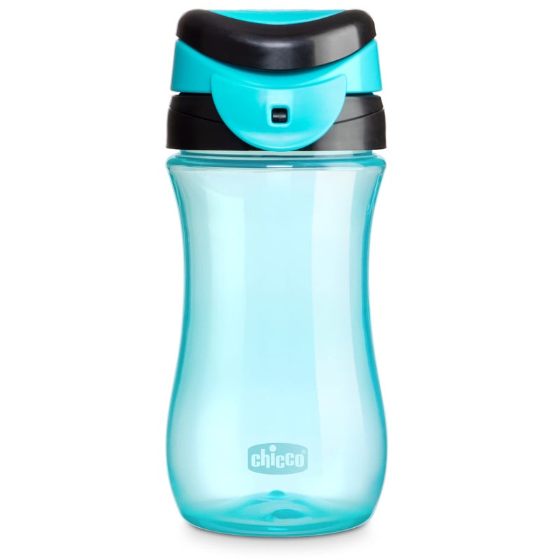 Chicco My Tumbler Open Rim Water Bottle with Free-Flow Spout 12oz.| Spill Proof when Lid is Closed | Flip-Up Carry Handle | Top-Rack Dishwasher Safe | Easy to Hold Toddler Cup | Teal | 2+ Years - Image 1
