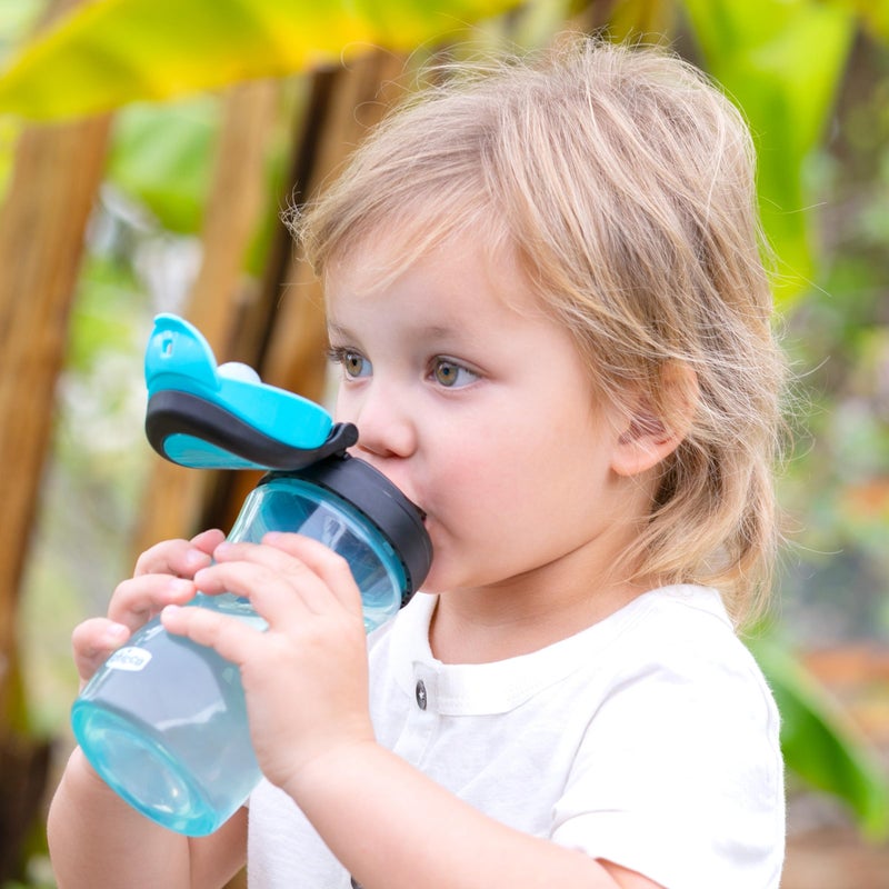 Chicco My Tumbler Open Rim Water Bottle with Free-Flow Spout 12oz.| Spill Proof when Lid is Closed | Flip-Up Carry Handle | Top-Rack Dishwasher Safe | Easy to Hold Toddler Cup | Teal | 2+ Years - Image 2
