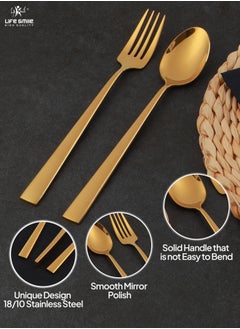 24 Pieces Cutlery Set Service for 6 person,Pure Stainless Steel Flatware Set,Mirror Polished Cutlery Utensil Set Include Spoon/Fork/Dinner Knife/Tea Spoon(SHINE GOLD) - pzsku/Z6456CEDEA6F8D4DF77AEZ/45/_/1689278423/7972d2f2-f73a-49c5-89ba-d106e09e5804