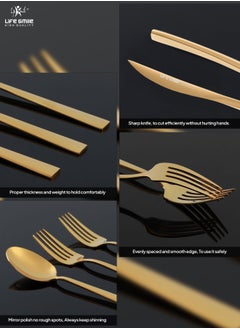 24 Pieces Cutlery Set Service for 6 person,Pure Stainless Steel Flatware Set,Mirror Polished Cutlery Utensil Set Include Spoon/Fork/Dinner Knife/Tea Spoon(SHINE GOLD) - pzsku/Z6456CEDEA6F8D4DF77AEZ/45/_/1689278423/9773cea9-cdcd-4949-acc1-95f88f170524