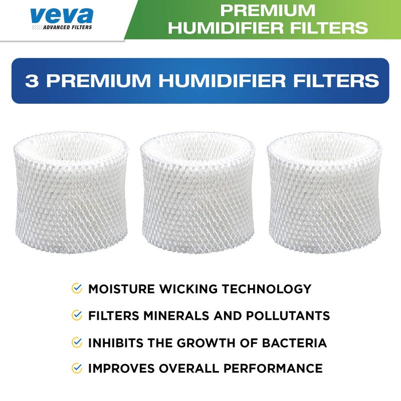 Veva 3-Pack Premium Humidifier Filters - Replacement For Hw Filter E Hc-14 Hcm-6009 Hcm-6011 Hev680 Hev685 Series Long-Lasting - Image 2