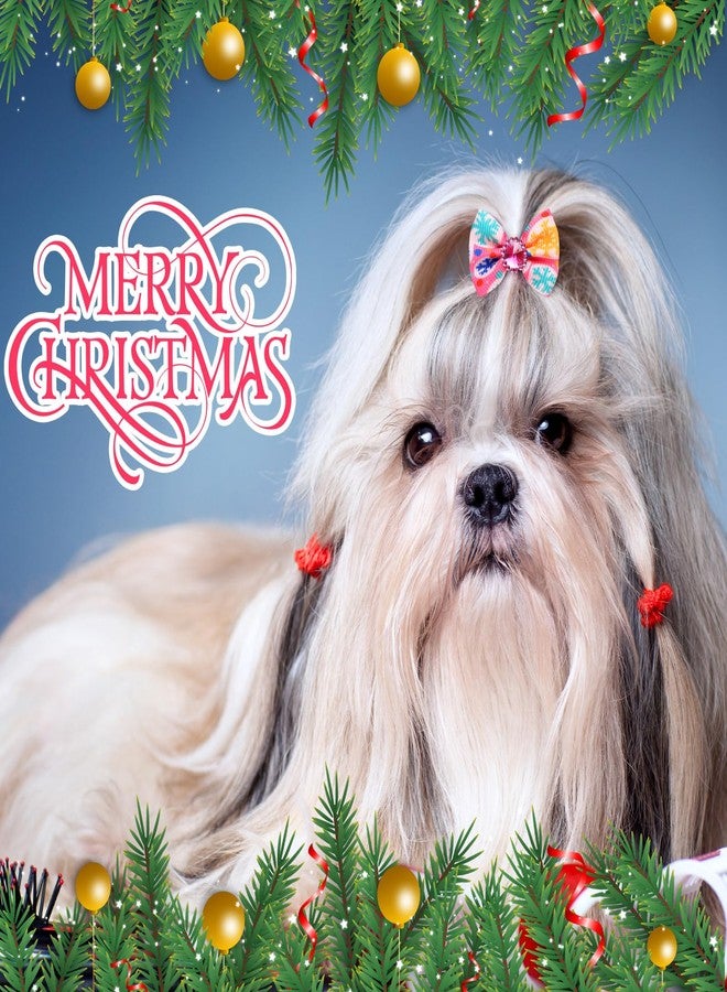 تونديامو مجموعة تونديمو من 100 قطعة من ربطات شعر الكلاب الوردية لعيد الميلاد مع أربطة مطاطية، مزينة بأحجار الراين الحمراء والبنفسجية، لتزيين شعر الجراء، على شكل عقدة علوية، مزينة بزينة شجرة الحلوى، وزينة سانتا ورنة، وإكسسوارات شعر للحيوانات الأليفة للفتيات الصغيرات. - Image 5