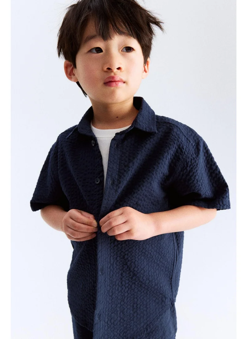 اتش اند ام Cotton seersucker shirt