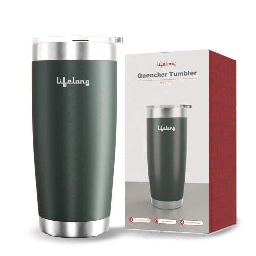 Lifelong Double-Walled Vacuum Insulated Coffee Mug 600ml| Keeps Drinks Hot for 8 Hours & Cold for 12 Hours | Durable Stainless Steel with Comfort-Grip (Green) - Image 1