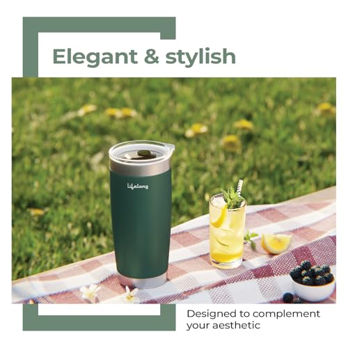 Lifelong Double-Walled Vacuum Insulated Coffee Mug 600ml| Keeps Drinks Hot for 8 Hours & Cold for 12 Hours | Durable Stainless Steel with Comfort-Grip (Green) - Image 4