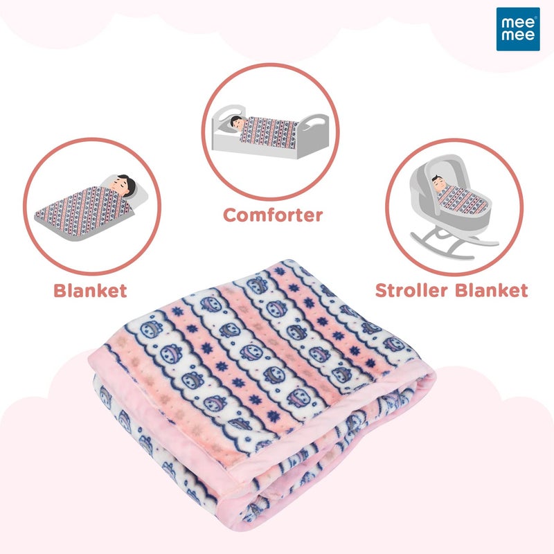 Mee Mee Ultra Soft Plush, Lightweight & Super Comfortable Baby Blankets, Swaddle for Infant & Toddler (Pink, Cotton) 75X100 CM - Image 3