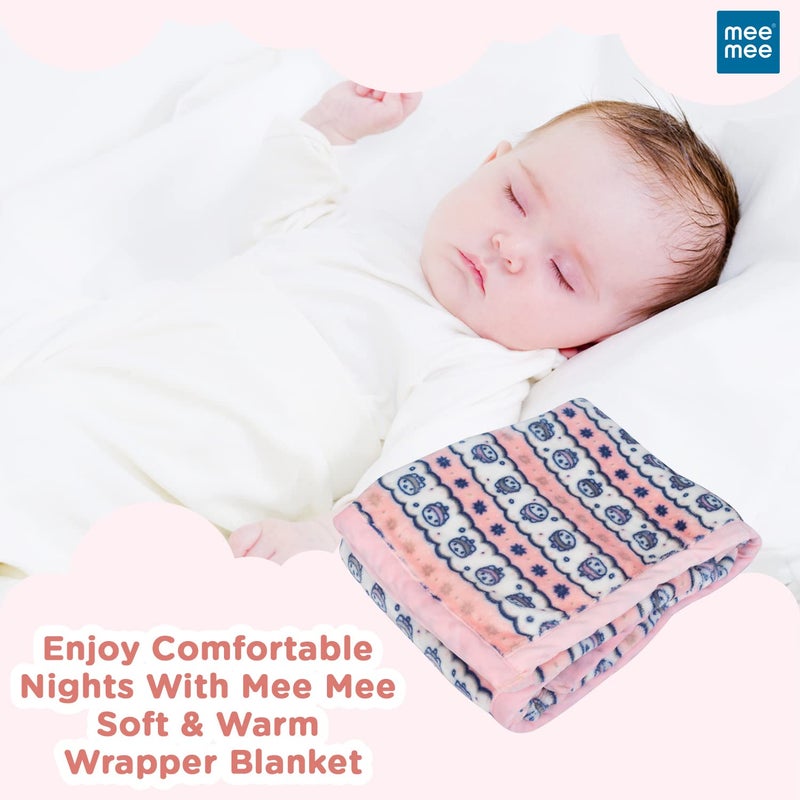 Mee Mee Ultra Soft Plush, Lightweight & Super Comfortable Baby Blankets, Swaddle for Infant & Toddler (Pink, Cotton) 75X100 CM - Image 4