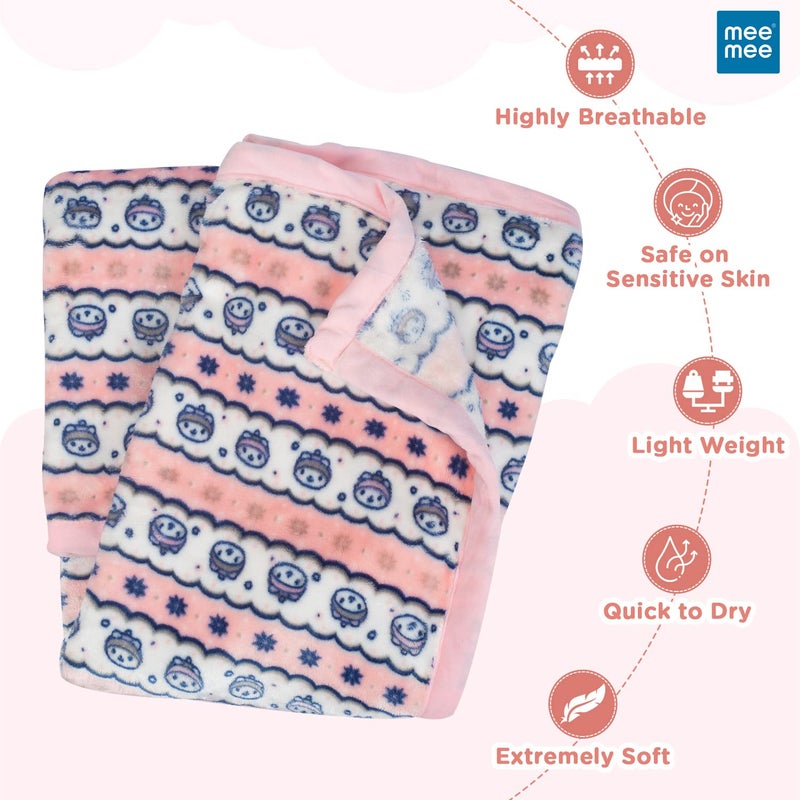 Mee Mee Ultra Soft Plush, Lightweight & Super Comfortable Baby Blankets, Swaddle for Infant & Toddler (Pink, Cotton) 75X100 CM - Image 2