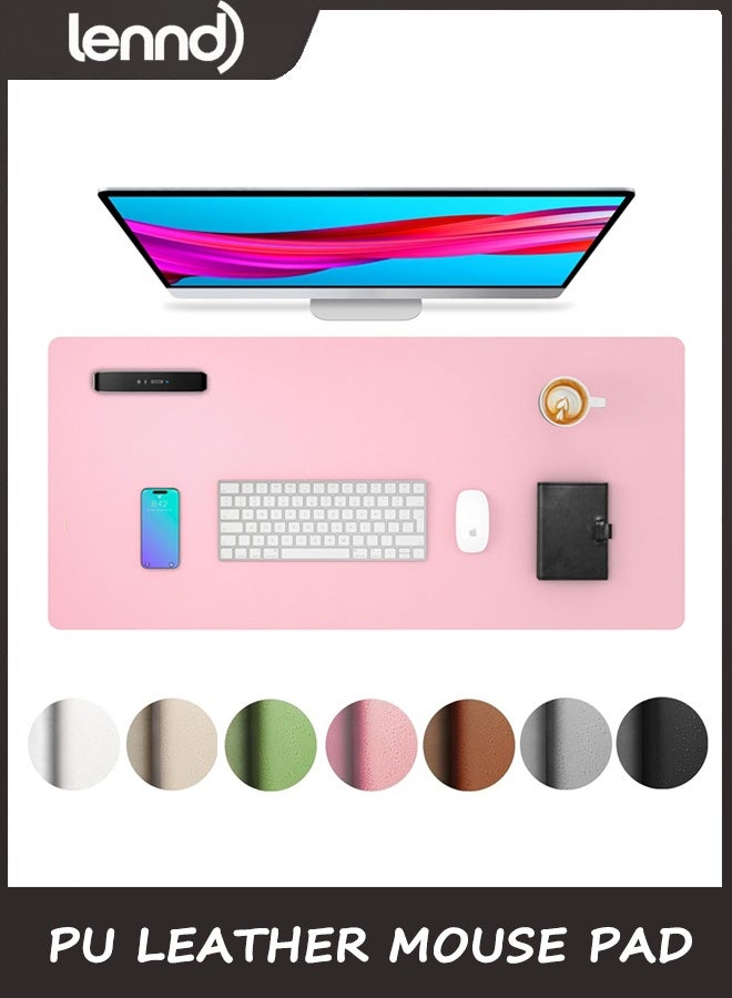 لينند وسادة ماوس من جلد البولي يوريثين غير قابلة للانزلاق، مقاومة للماء، لحماية سطح المكتب والكمبيوتر المحمول، سجادة للكتابة واستخدام الماوس للمكتب والمنزل، 40 سم × 80 سم، حجم كبير (وردي فاتح، 40 سم × 80 سم) - Image 1