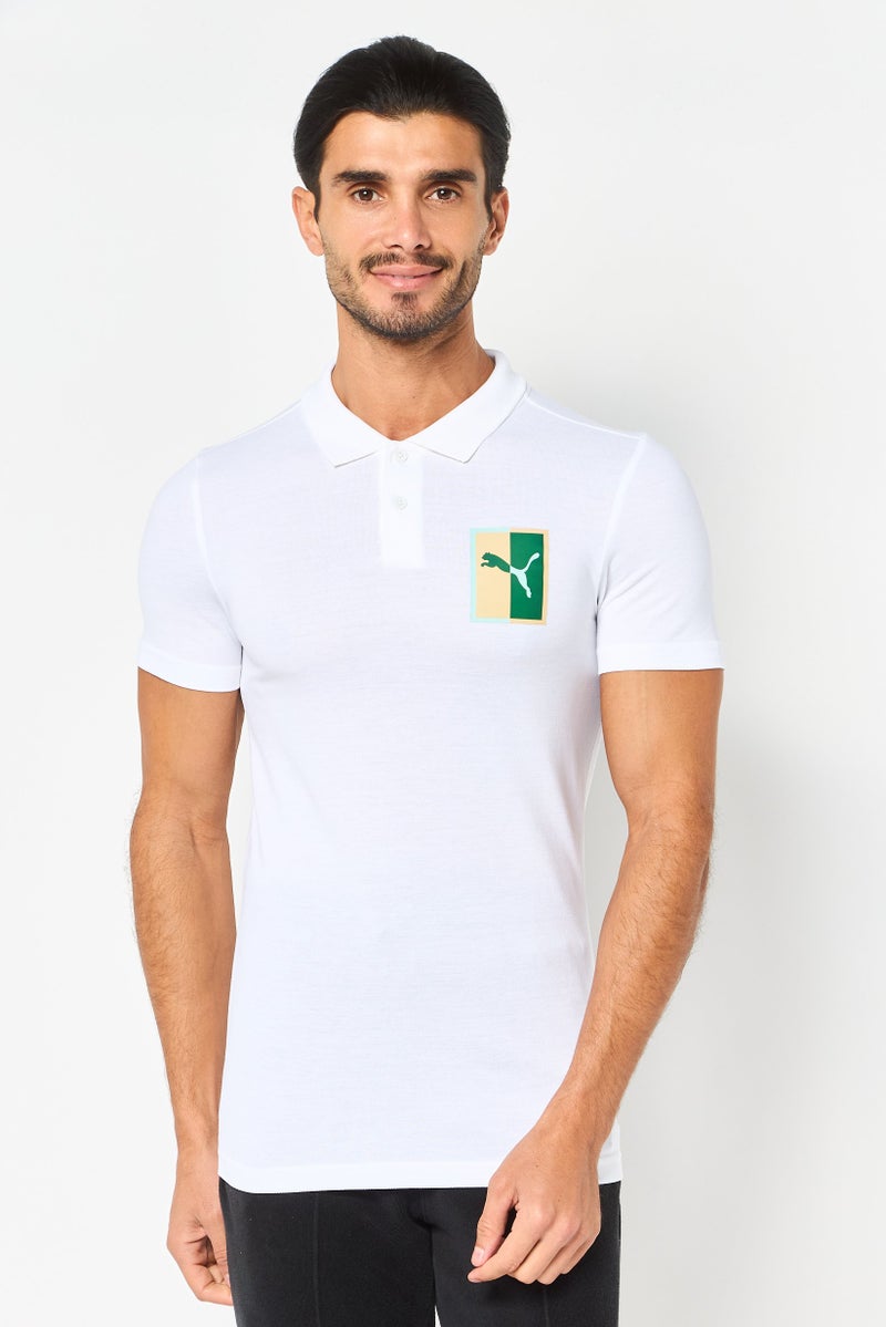 PUMA Men Slim Fit Short Sleeve Outdoor Polo Shirt, White - Image 1