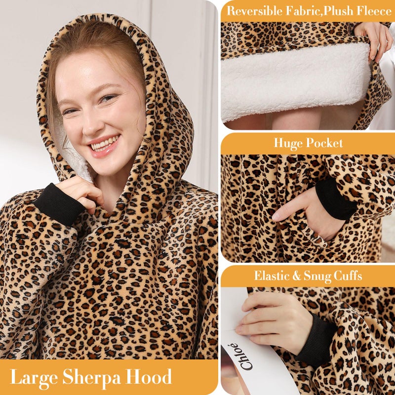 LetsFunny Blanket Hoodie,Oversized Wearable Sherpa Fleece Blanket Sweatshirt,Super Soft Warm Cozy with Giant Pocket,Gifts for Women Men Adults Teenagers Kids, One Size Fits All - Image 4