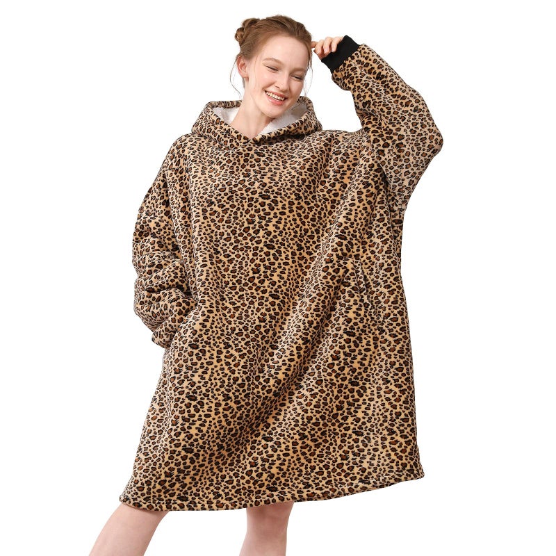 LetsFunny Blanket Hoodie,Oversized Wearable Sherpa Fleece Blanket Sweatshirt,Super Soft Warm Cozy with Giant Pocket,Gifts for Women Men Adults Teenagers Kids, One Size Fits All - Image 1