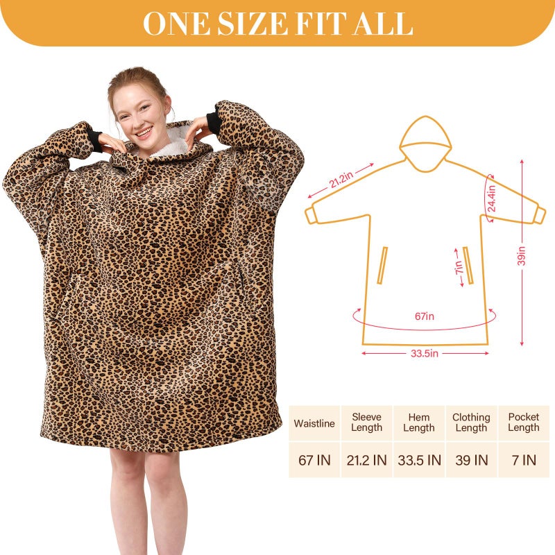 LetsFunny Blanket Hoodie,Oversized Wearable Sherpa Fleece Blanket Sweatshirt,Super Soft Warm Cozy with Giant Pocket,Gifts for Women Men Adults Teenagers Kids, One Size Fits All - Image 3