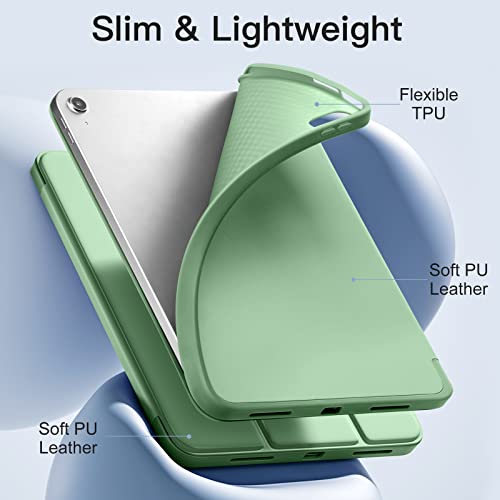 Akkerds Compatible with iPad (A16) 11th Generation Case 11 Inch 2025, for iPad 10th Generation Case 10.9 Inch 2022 with Pencil Holder,Slim Trifold Stand Protective Cover with Soft TPU Back,MatchaGreen - Image 5