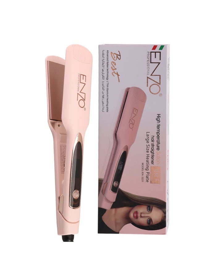 إنزو EN-3221 مكواة شعر احترافية | مكواة مسطحة للشعر القصير، التجعيد، الغرة | مكواة سفر للشعر | صفائح تسخين رقيقة من التيتانيوم - Image 1