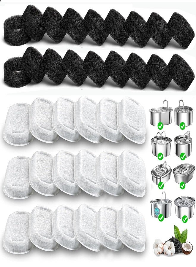 OUPUSES Cat Water Fountain Filters, 36 Pack Replacement Filters for 108oz/3.2L& 67oz/2L Stainless Steel Dog Water Fountain - Image 1