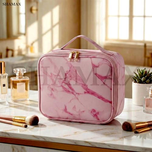 SHAMAX® Professional Makeup Organizer Bag for Home & Travel, Vanity Bag with Dividers Brushes Toiletries Cosmetic Storage 26x23x9 cm Vanity Box Customizable - DIY, Makeup Artist/Salons/Nail Artists - Image 5