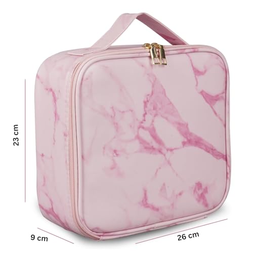SHAMAX® Professional Makeup Organizer Bag for Home & Travel, Vanity Bag with Dividers Brushes Toiletries Cosmetic Storage 26x23x9 cm Vanity Box Customizable - DIY, Makeup Artist/Salons/Nail Artists - Image 3