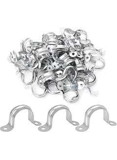 100 Pack 3/4 inch U Clamp Metal Rigid Pipe Strap with 2 holes, Stainless Steel U Bracket Pipe Clamps Hanger Fit for 3/4 inch Pipes