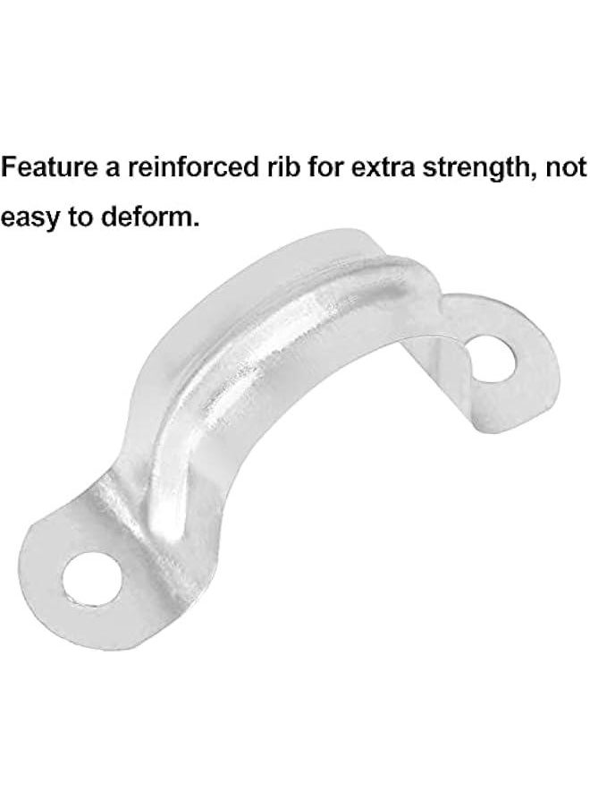 Generic - 100 Pack 3/4 inch U Clamp Metal Rigid Pipe Strap with 2 holes, Stainless Steel U Bracket Pipe Clamps Hanger Fit for 3/4 inch Pipes - Image 1