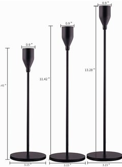 Rock Pow Matte Black Candle Holders Set of 3 for Taper Candles, Decorative Candlestick Holder for Wedding, Dinning, Party, Fits 3/4 inch Thick Candle&Led Candles (Metal Candle Stand)  - Image 3