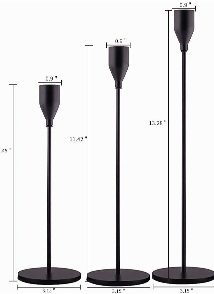Rock Pow Matte Black Candle Holders Set of 3 for Taper Candles, Decorative Candlestick Holder for Wedding, Dinning, Party, Fits 3/4 inch Thick Candle&Led Candles (Metal Candle Stand)  - Image 3