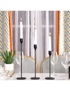 Rock Pow Matte Black Candle Holders Set of 3 for Taper Candles, Decorative Candlestick Holder for Wedding, Dinning, Party, Fits 3/4 inch Thick Candle&Led Candles (Metal Candle Stand)  - Image 4