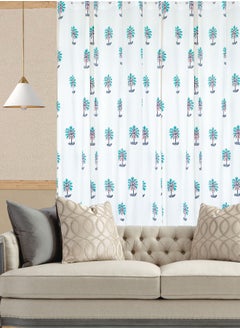 Teal Palm Hand Block Printed Cotton Curtains 274 X 152 Cm - pzsku/Z645758D4BAAE191E5D2CZ/45/_/1643210014/a884c450-5b3d-4f5a-809d-6b31a96eecf7