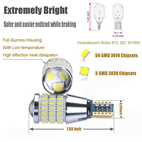iBrightstar أضواء عكسية LED وميض ستروب iBrightstar 9-30V 912 921 W16W T15 906 مع بديل بروجيكتور لأضواء الرجوع للخلف، أبيض زينون - Image 2