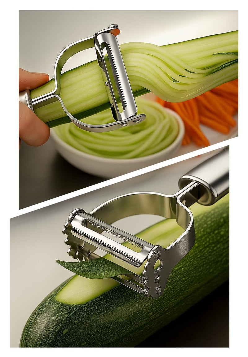 Top Chef 2-in-1 Julienne Peeler – Make Veggie Strips & Zoodles in Seconds | Stainless Steel Dual Blade - Image 1