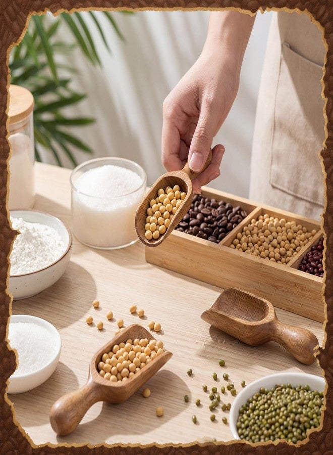 Sieral 8 Pcs Wooden Scoops for Canisters Acacia Wooden Scoop for Jars Mini Measuring Spoons for Ground Beans or Tea, Kitchen Scooping for Powder Bath Salt Laundry Detergent Shove Multipurpose - Image 4