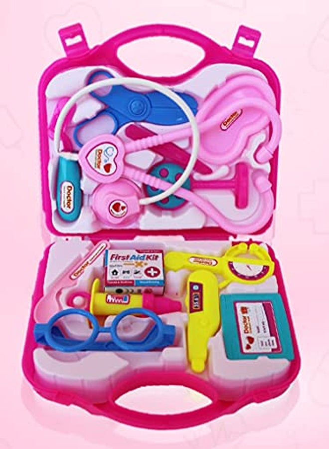 Pretend Play Doctor Set with Foldable Suitcase – Medical Accessories Toy Kit (Pink)  - Image 1