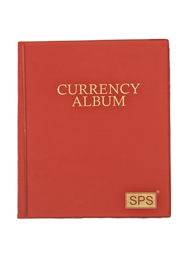 sps SPS 120 Pockets Currency Album for Notes, PU Leather Cover, Fits Large Currency Notes, (Red)  - Image 1