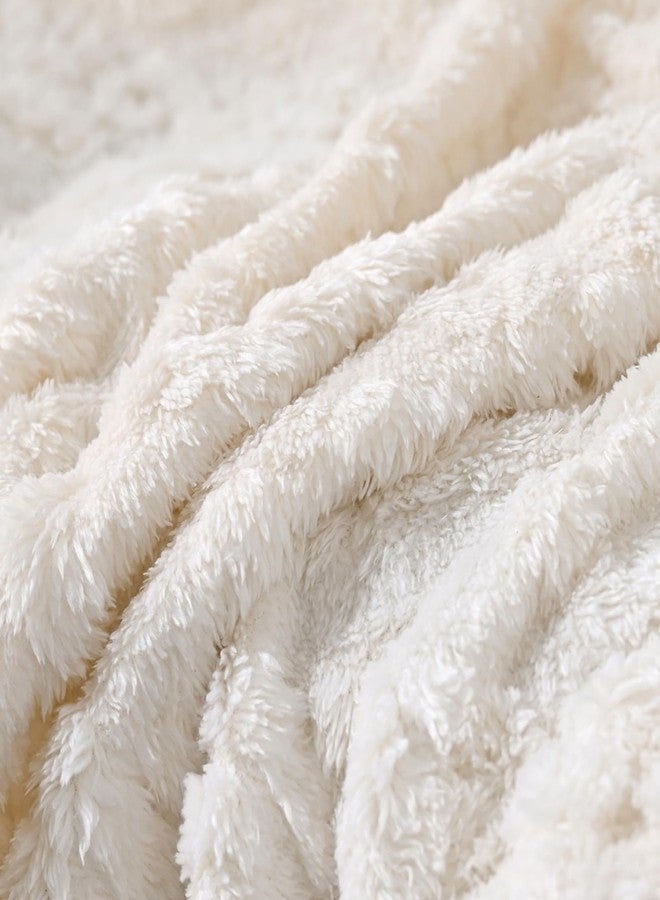 vctops Geometric Jacquard Plush Recliner Chair Cover Soft Fuzzy Fluffy Reclining Chair/Furniture Protector with Elastic Straps for Kids, Pets(Cream,21.7") - Image 5