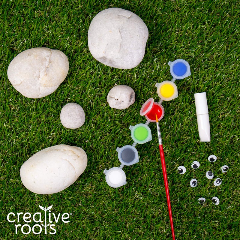 Creative Roots Paint Your Own Rock Pets by Horizon Group USA, 6 Colors, Paint Brush, Wiggly Eyes and Glue Included, Multicolor - Image 2