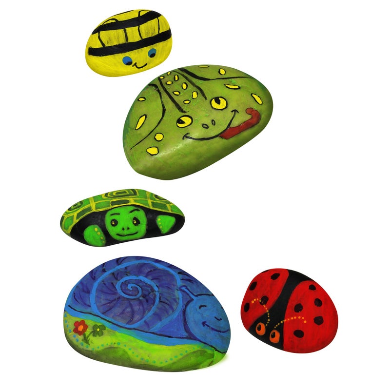 Creative Roots Paint Your Own Rock Pets by Horizon Group USA, 6 Colors, Paint Brush, Wiggly Eyes and Glue Included, Multicolor - Image 5