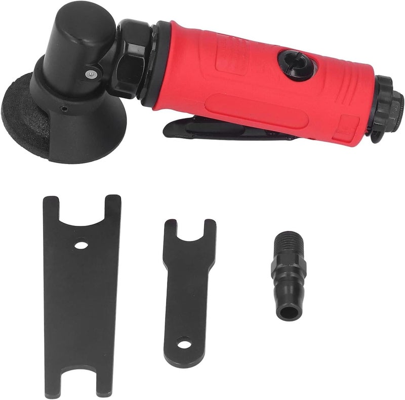 Air Powered Tool for Rust Removal and Metal Grinding - 2 Inch Pneumatic Angle Grinder - Industrial Grade 90 Degree Right Angle Rotary Tool with Zinc Alloy Housing and Red Handle - Image 1