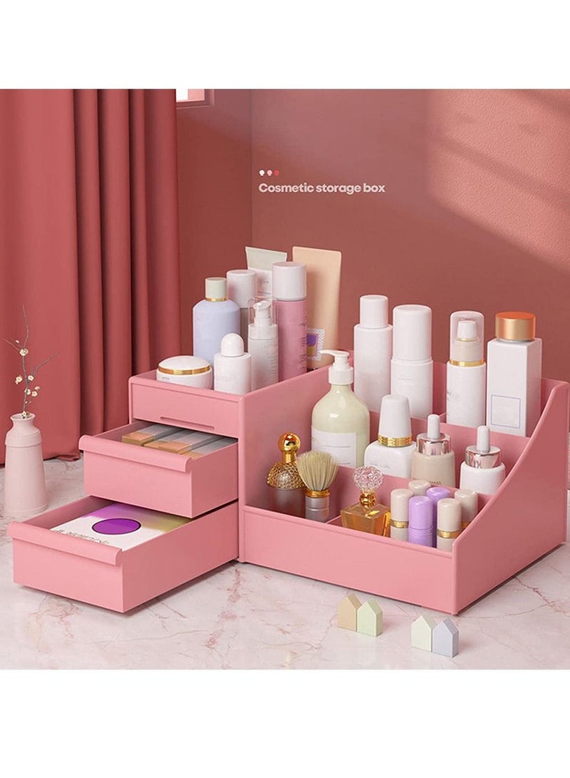 هومار كيت منظم مستحضرات التجميل مكتب ماكياج مع أدراج وردي 28x13x18cm - Image 3
